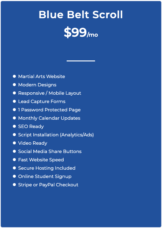 blue belt scroll package details